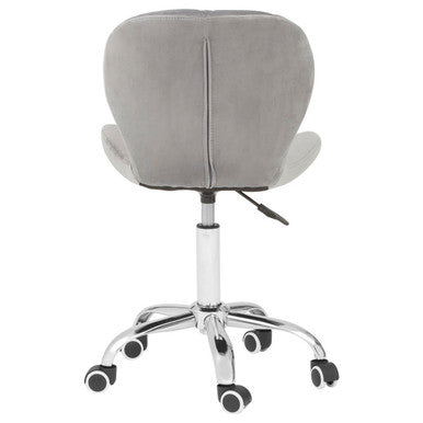 Grey Velvet Quilted Home Office Chair