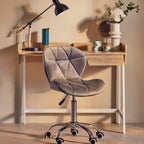Grey Velvet Quilted Home Office Chair