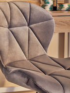 Grey Velvet Quilted Home Office Chair