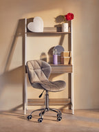 Grey Velvet Quilted Home Office Chair