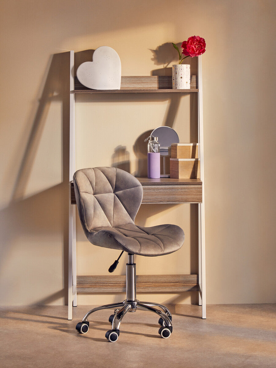 Grey Velvet Quilted Home Office Chair