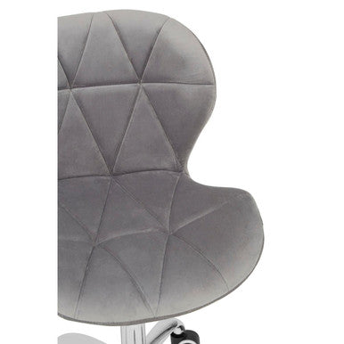 Grey Velvet Quilted Home Office Chair