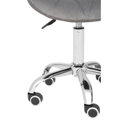 Grey Velvet Quilted Home Office Chair
