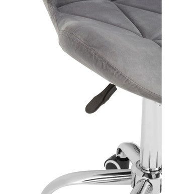 Grey Velvet Quilted Home Office Chair