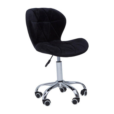 Black Velvet Quilted Home Office Chair