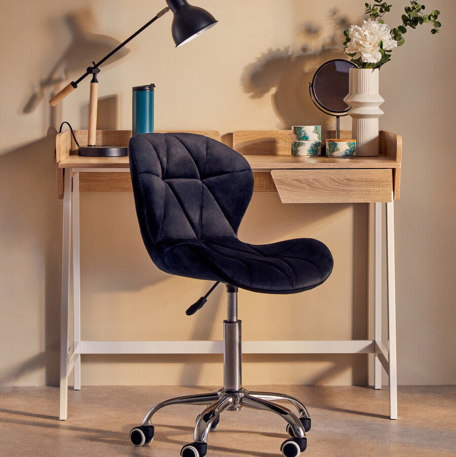Black Velvet Quilted Home Office Chair
