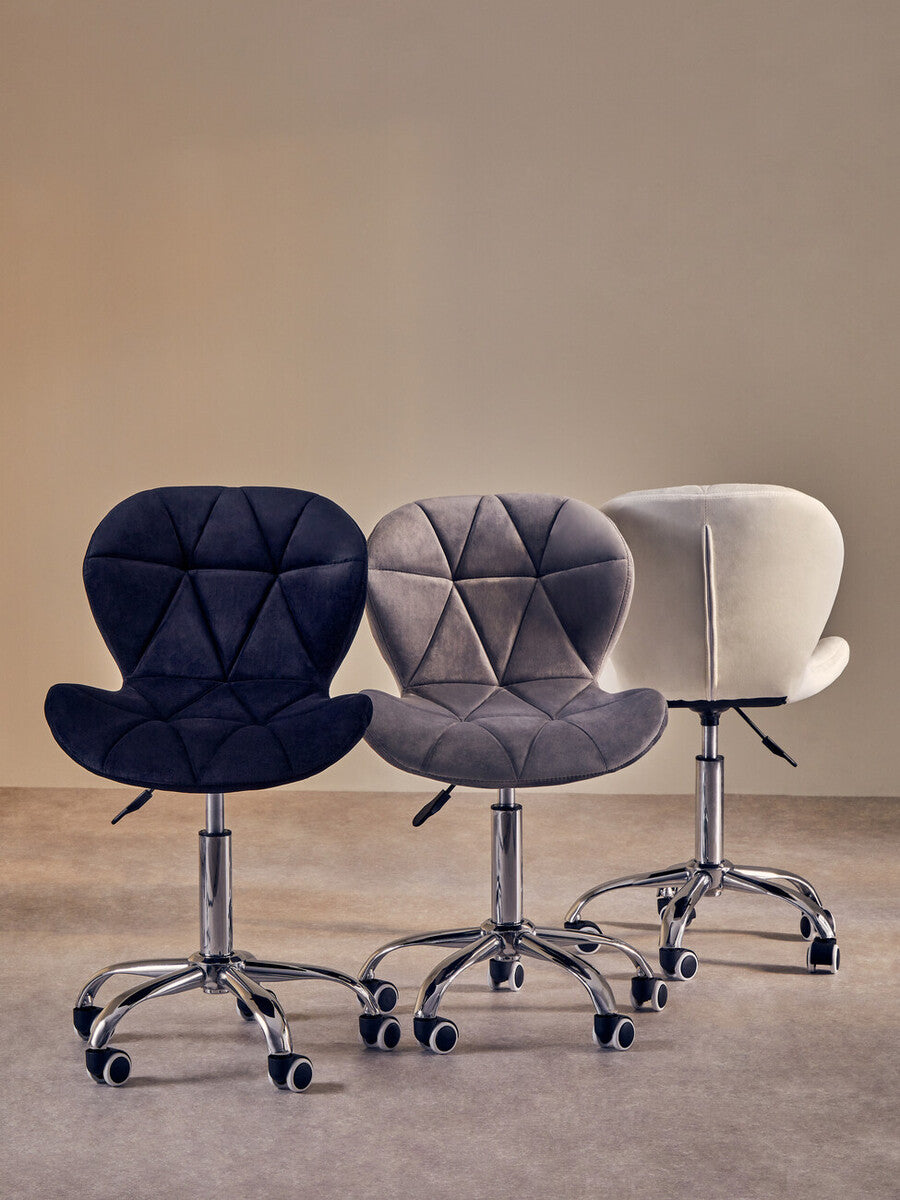 Black Velvet Quilted Home Office Chair