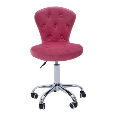 Pink Velvet Buttoned Home Office Chair