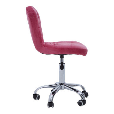 Pink Velvet Buttoned Home Office Chair