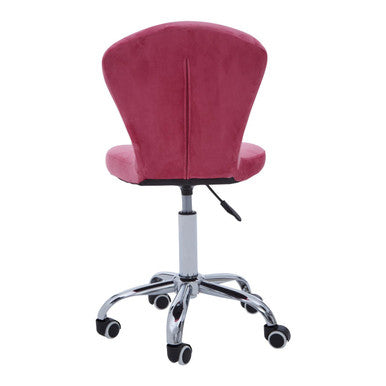 Pink Velvet Buttoned Home Office Chair