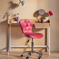 Pink Velvet Buttoned Home Office Chair
