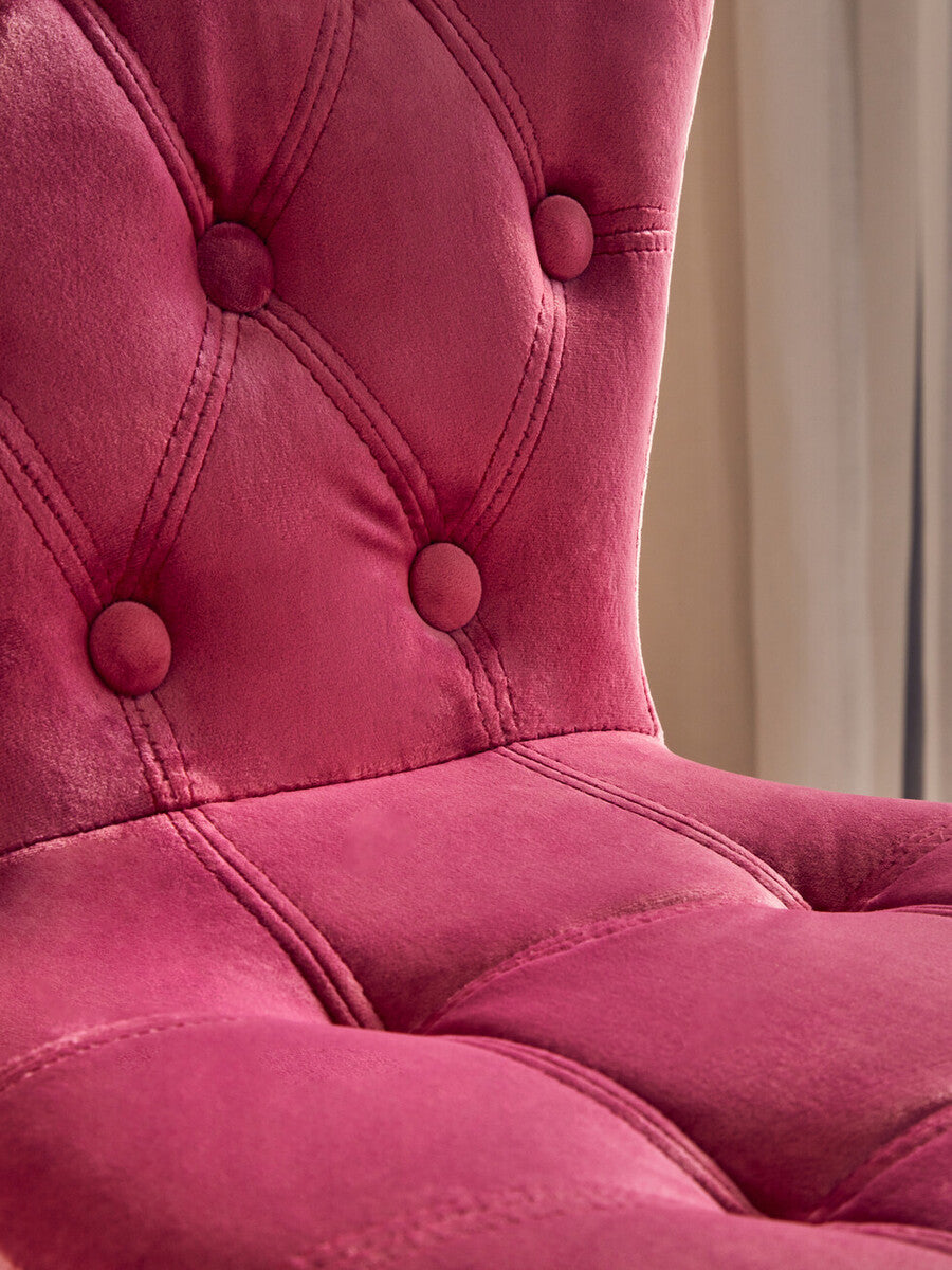 Pink Velvet Buttoned Home Office Chair
