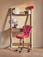 Pink Velvet Buttoned Home Office Chair