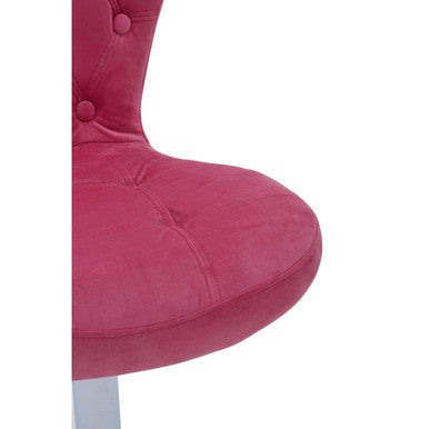 Pink Velvet Buttoned Home Office Chair