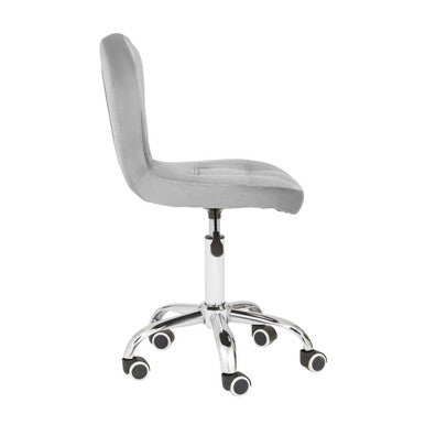 Grey Velvet Buttoned Home Office Chair