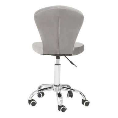 Grey Velvet Buttoned Home Office Chair
