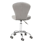 Grey Velvet Buttoned Home Office Chair