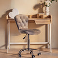 Grey Velvet Buttoned Home Office Chair
