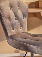 Grey Velvet Buttoned Home Office Chair