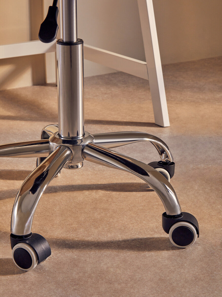 Grey Velvet Buttoned Home Office Chair