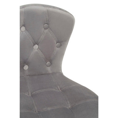 Grey Velvet Buttoned Home Office Chair