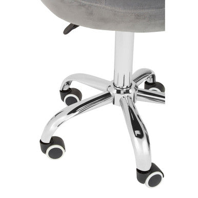 Grey Velvet Buttoned Home Office Chair