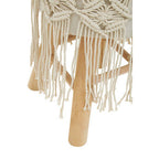 Village Cream Woven Stool with Wood Legs