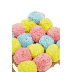 Village Blue and Yellow Pom Pom Wooden Stool