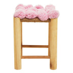 Village Pink Pom Pom Wooden Stool