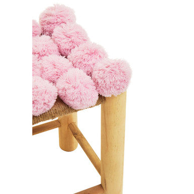 Village Pink Pom Pom Wooden Stool