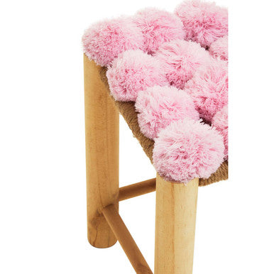 Village Pink Pom Pom Wooden Stool