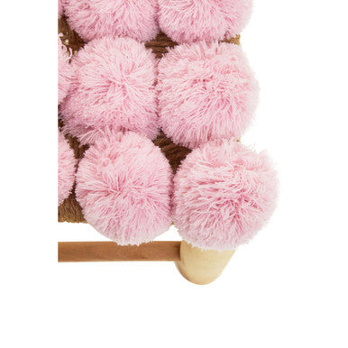Village Pink Pom Pom Wooden Stool