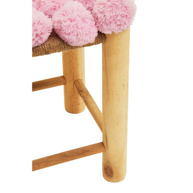 Village Pink Pom Pom Wooden Stool