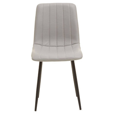 Set of 4 Light Grey Leather Effect Dining Chairs