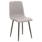 Set of 4 Light Grey Leather Effect Dining Chairs