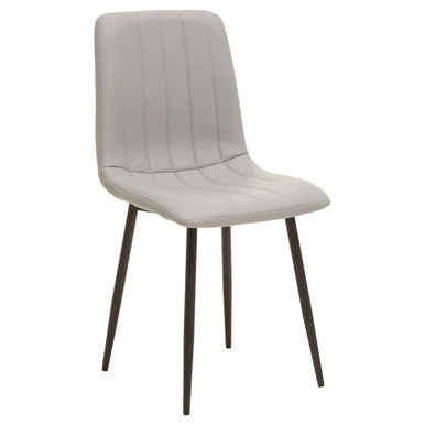 Set of 4 Light Grey Leather Effect Dining Chairs