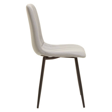 Set of 4 Light Grey Leather Effect Dining Chairs