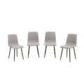 Set of 4 Light Grey Leather Effect Dining Chairs
