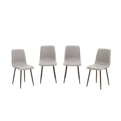 Set of 4 Light Grey Leather Effect Dining Chairs