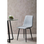 Set of 4 Light Grey Leather Effect Dining Chairs