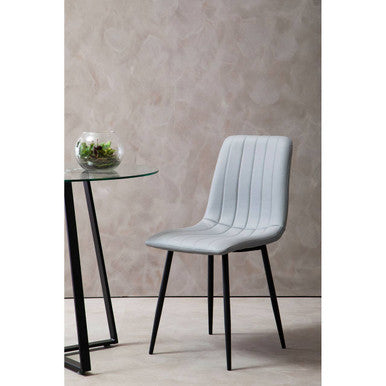 Set of 4 Light Grey Leather Effect Dining Chairs
