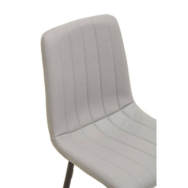 Set of 4 Light Grey Leather Effect Dining Chairs