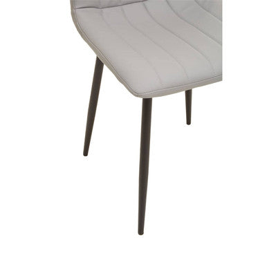 Set of 4 Light Grey Leather Effect Dining Chairs