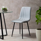 Set of 4 Light Grey Leather Effect Dining Chairs