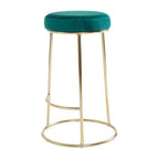 Green Velvet and Gold Finish Bar Stool