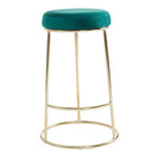 Green Velvet and Gold Finish Bar Stool