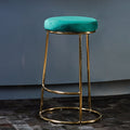 Green Velvet and Gold Finish Bar Stool