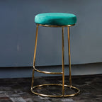 Green Velvet and Gold Finish Bar Stool