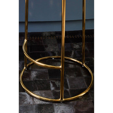 Green Velvet and Gold Finish Bar Stool