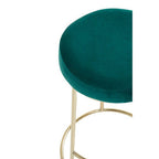 Green Velvet and Gold Finish Bar Stool